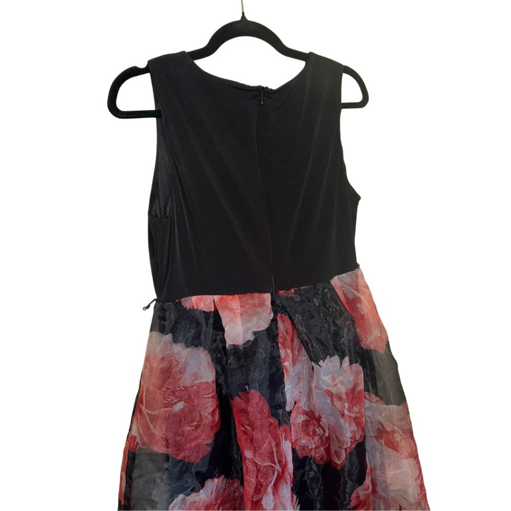 Black Floral Maxi Layered Dress Sz L - Picture 3 of 5
